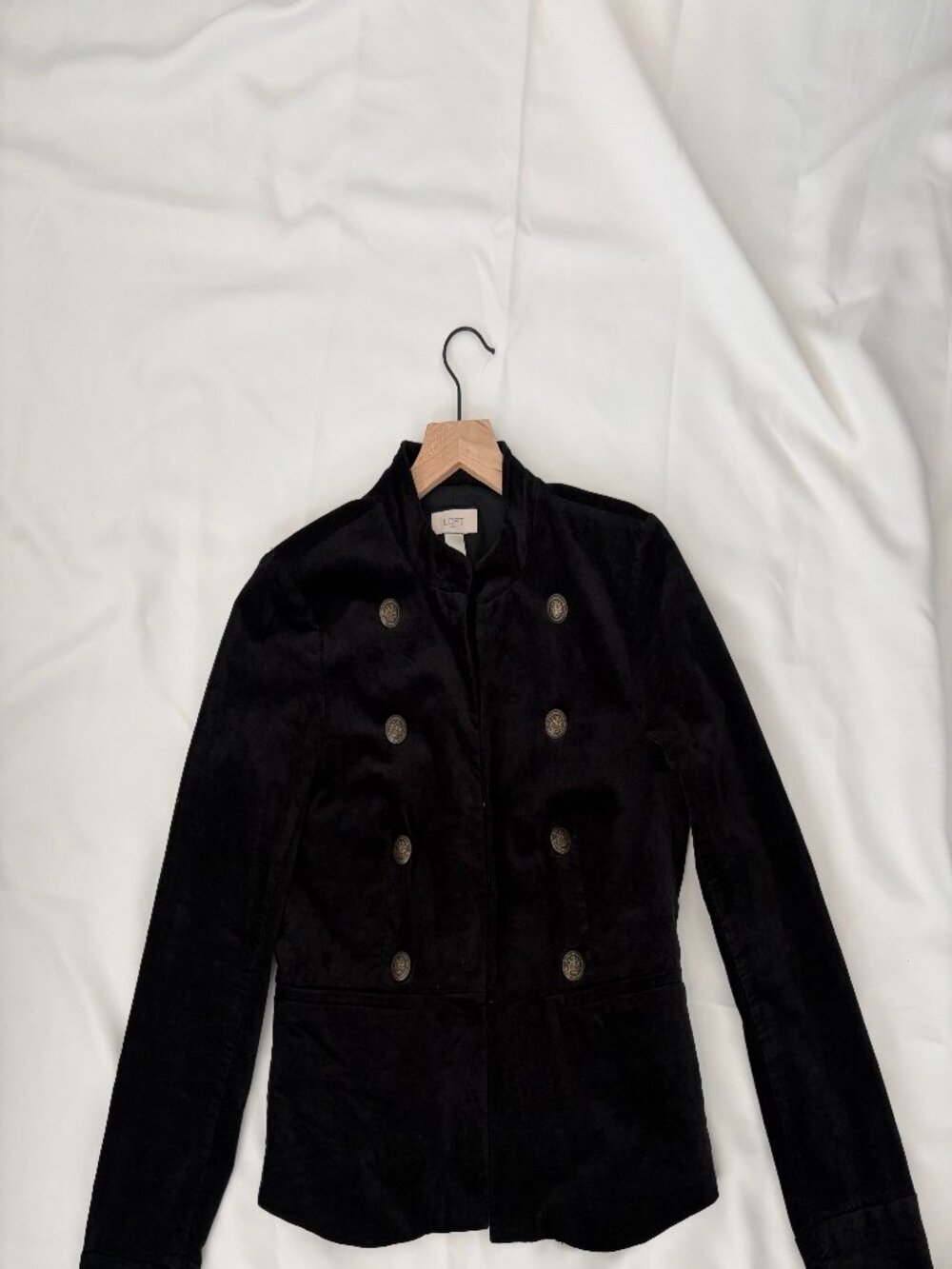 LOFT Outlet | Black Velvet Blazer with Ornate Buttons